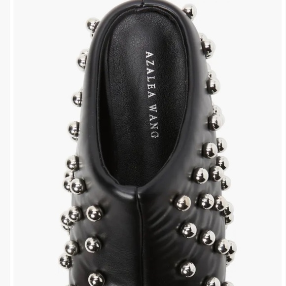 AZALEA WANG SILVER BALL BLACK CLOG MULES - Picture 2 of 4